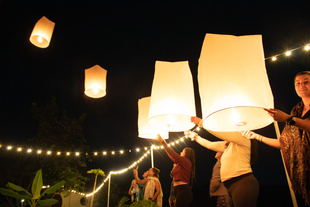 Thailand yoga retreat lantern festival