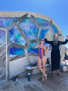 The banya cold plunge and sauna in the desert by Death Valley and near Las Vegas at Cherry Clouds retreat and glamping