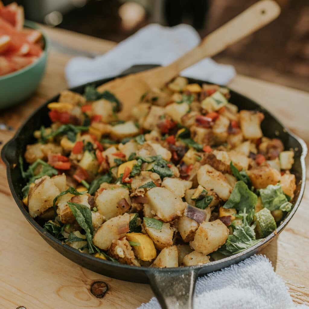 vegan potato hash on yoga retreat