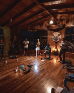 Founders guiding a trauma informed yoga retreat