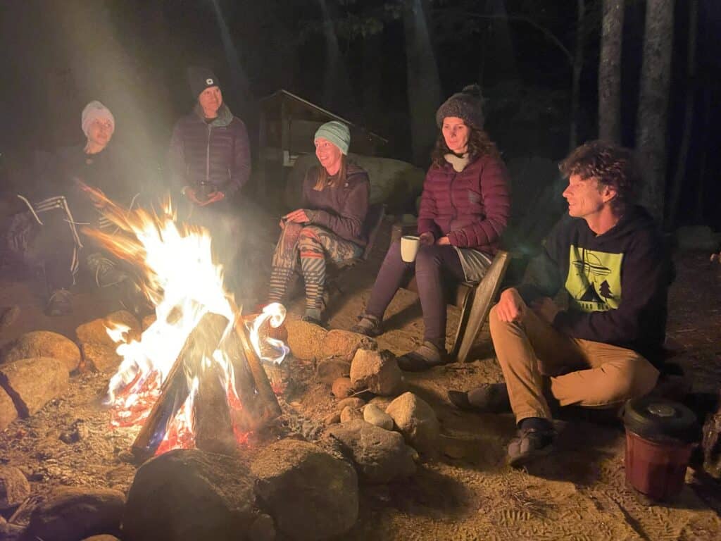 campfire on new hampshire yoga retreat sober vacation